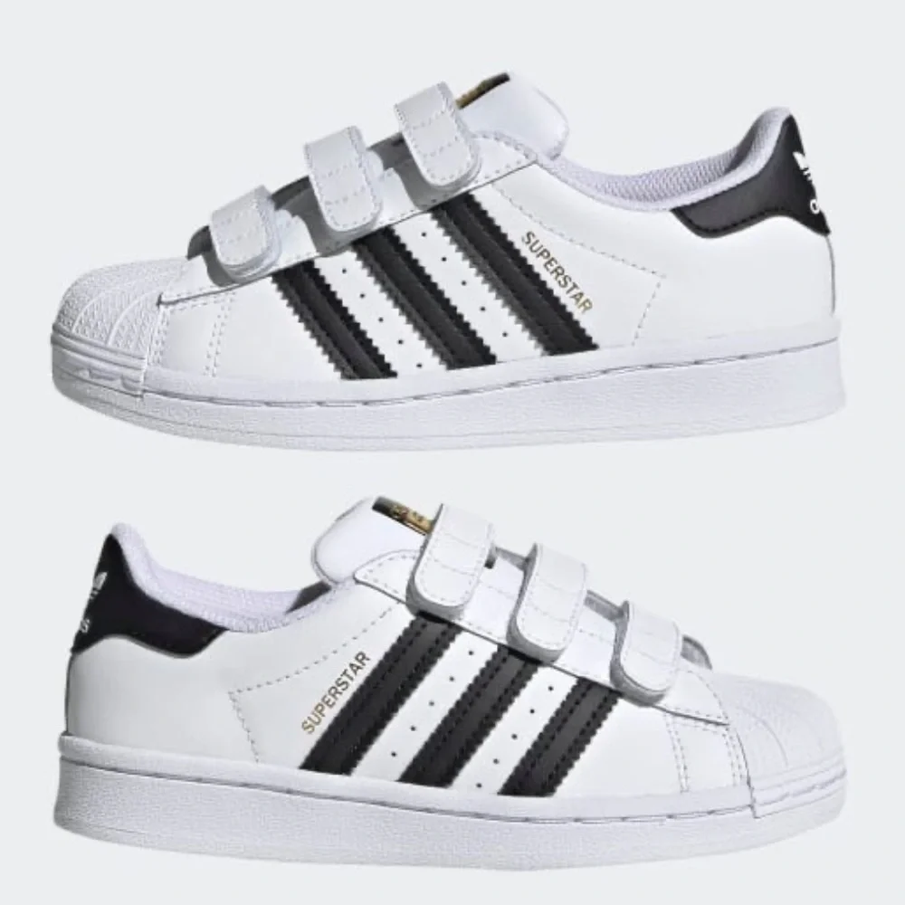 NEW Kids Youth Superstar Velcro Sneakers Shoes - Picture 2 of 16